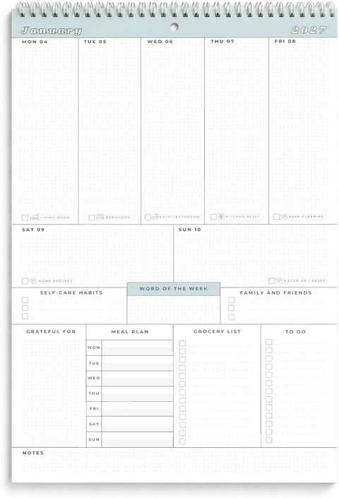 A page of the 2027 weekly wall calendar.
